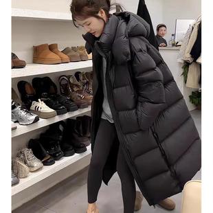95白鸭绒羽绒服女长款2025新款高端加厚保暖极寒连帽面包服外套
