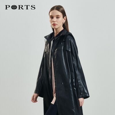 PORTS宝姿outlets店商场同款女装长款连帽风衣LL9T008QWP042