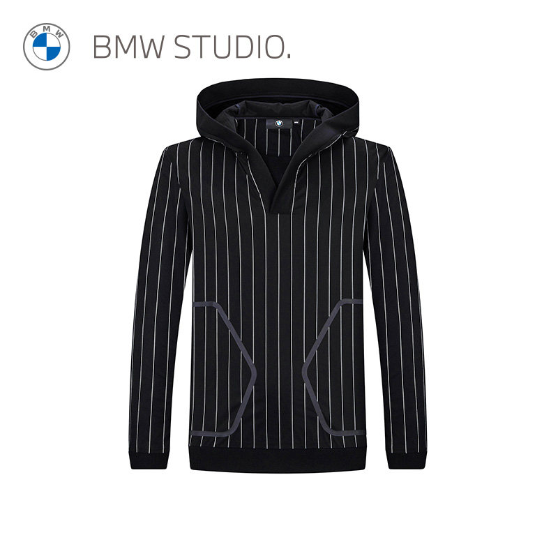 BMW Studio宝马男装正品春季条纹休闲连帽卫衣 BA8N007EWQ011