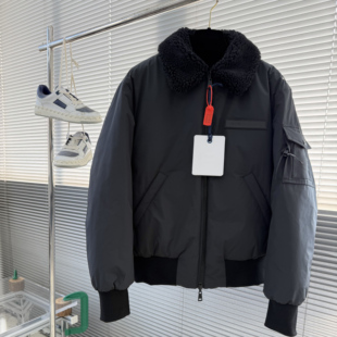 冬季男士翻领毛领羽绒服短款飞行员夹克保暖外套