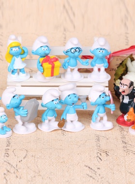蓝精灵手办Les Schtro蓝妹妹12款蓝色小精灵玩具模型蛋糕公仔摆件