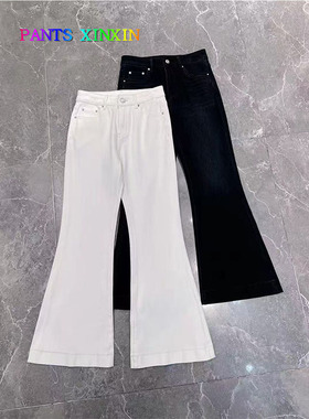 2026年春季新品修身显瘦黑色百搭高弹力九分牛仔微喇裤女Q2492686