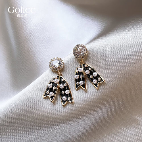 蝴蝶结珍珠耳环高级轻奢耳钉