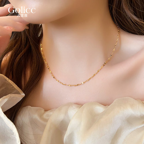 猪鼻子项链金色素链锁骨链配饰