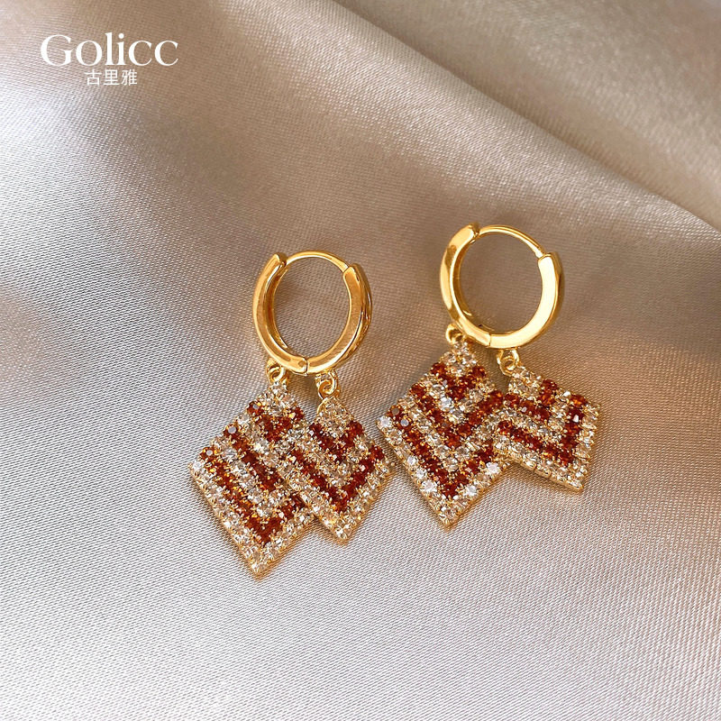 咖色双层几何满钻耳钉女轻奢高级感气质大气耳环精致耳坠独特耳饰,饰品/流行首饰/时尚饰品新,耳环,淘宝优惠券,粉丝福利购,淘宝优惠卷