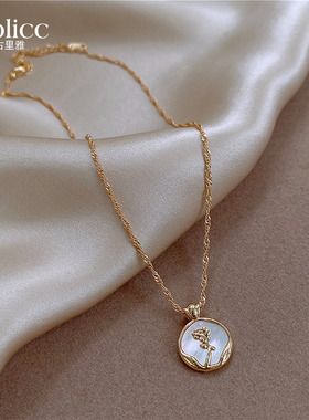 玫瑰花朵吊坠项链高级感轻奢配饰