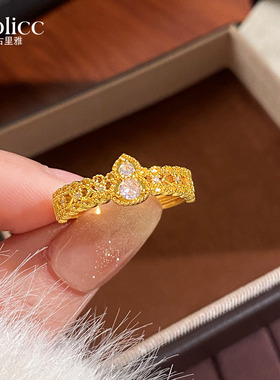 新中式古法沙金葫芦戒指小众设计