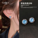 养耳洞宝蓝色锆石耳钉女2026新款 高级感耳环精致小巧耳饰春夏 爆款