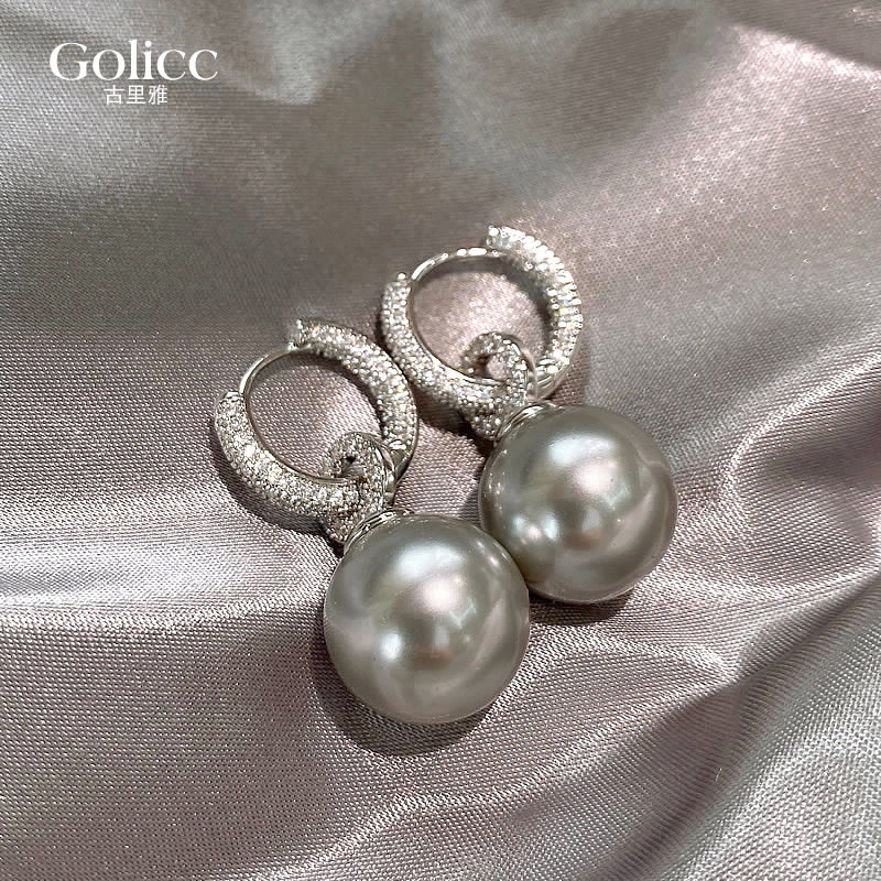 微镶锆石珍珠耳环轻奢高级感耳扣