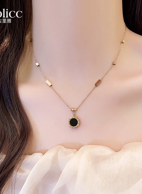 双面钛钢圆形吊坠项链高级感颈链