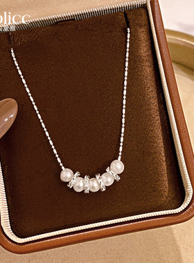 碎银子白色珍珠吊坠项链高级感