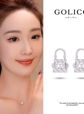 古里雅满钻包包耳钉女轻奢耳环2026新款爆款高级感独特漂亮耳饰品