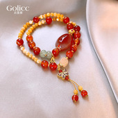 轻珠宝多层红玛瑙新中式 高级感手绳轻奢小众精致手链 蝴蝶手串女款