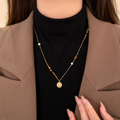 复古美拉德星盘珍珠项链女款 2026新款 高级感轻奢小众秋冬毛衣链