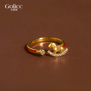 红色马年旺财小马戒指女2026新款爆款生肖马食指指环本命年小众款