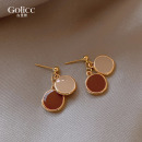 美拉德圆片耳环2025新款 耳钉女轻奢秋冬港风高级感复古耳饰 爆款