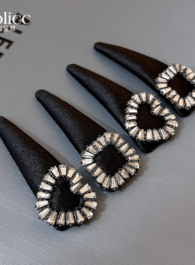 黑色爱心几何水钻侧边发夹女独特漂亮发饰2026新款发卡高级感头饰