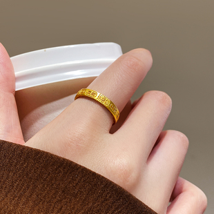 沙金开口吉言戒指小众设计指环2026新款 轻奢高级感尾戒女小指 爆款