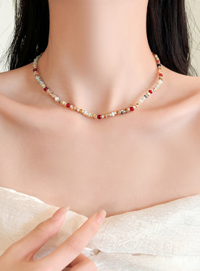 多巴胺项链轻奢小众串珠锁骨链