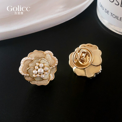 防走光珍珠花瓣胸针固定扣别针