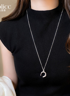 银色几何不规则吊坠项链轻奢小众