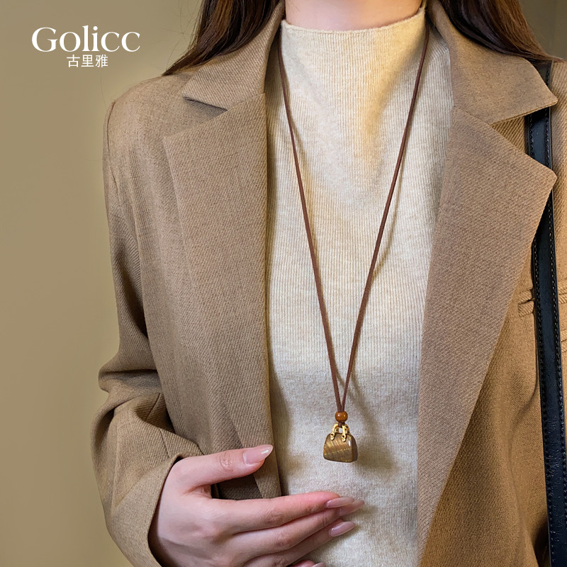 复古虎眼石项链轻奢高级感