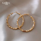 金色碎银子大圈圈耳环女2026新款 小众轻奢高级感素圈耳圈耳饰 爆款