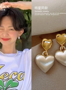 fever同款银色爱心耳环女2025新款爆款高级感轻奢耳钉秋冬耳饰品