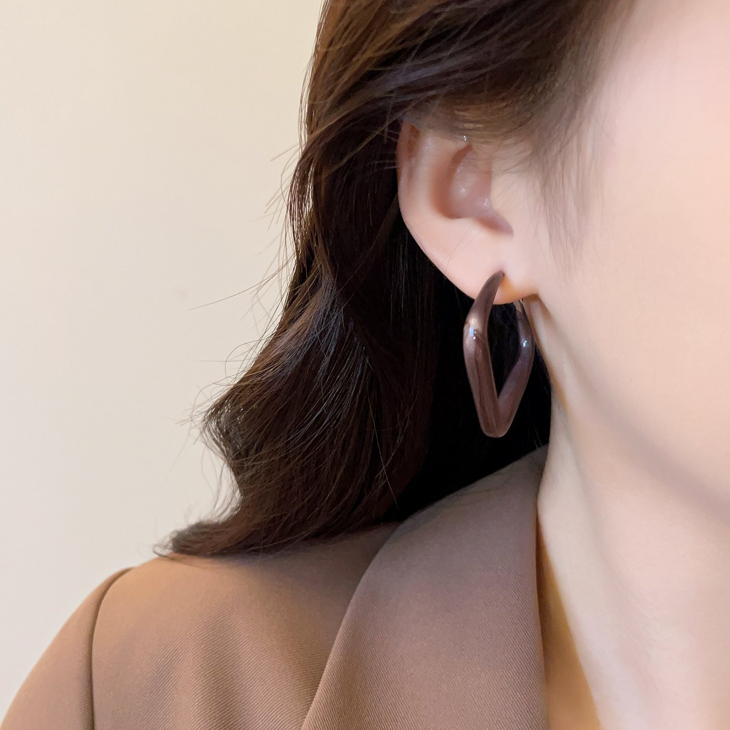 金属几何方形耳环轻奢高级感耳圈