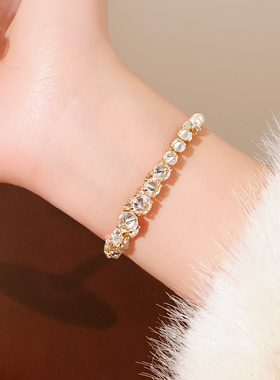 白色珍珠锆石拼接手串手链轻奢