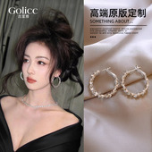高级感夸张耳圈海边耳饰女 爆款 白鹿同款 银色大圈圈耳环2026年新款