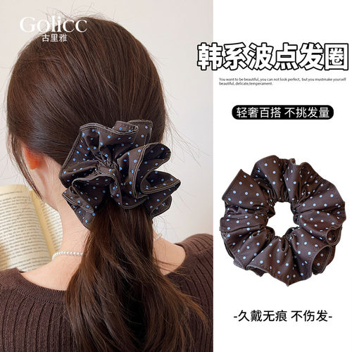 棕色波点大肠发圈高级感巨好看