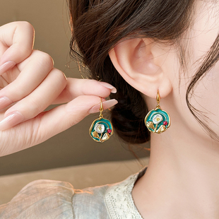 莫奈油画风巴洛克珍珠耳环女2025新款 小众轻奢高级感耳钉耳饰 爆款