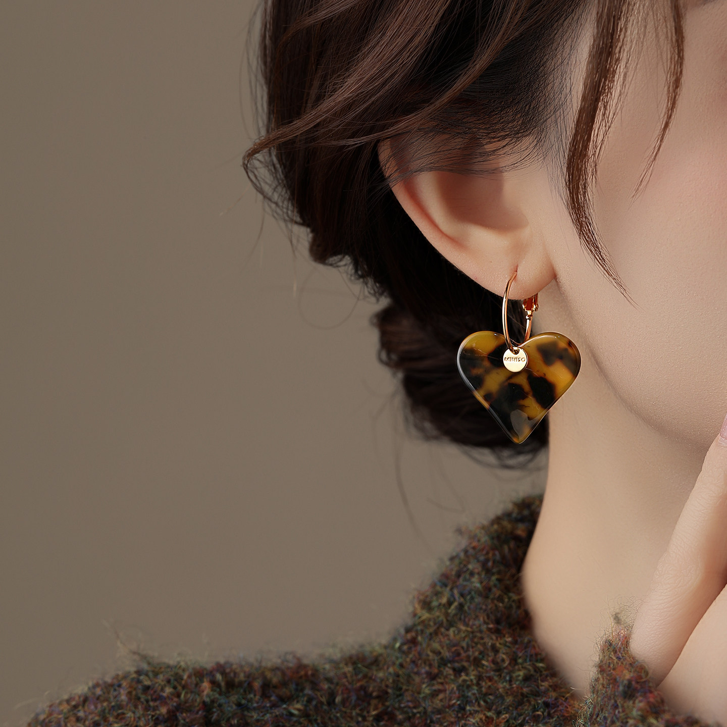 古里雅琥珀豹纹爱心耳扣耳环女2026年新款爆款高级感耳钉秋冬耳饰,饰品/流行首饰/时尚饰品新,耳环,淘宝优惠券,粉丝福利购,淘宝优惠卷