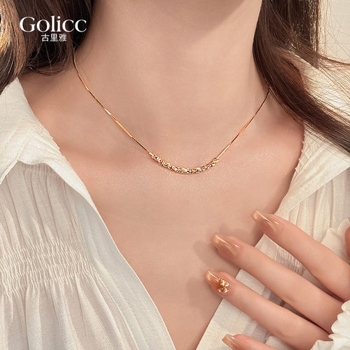 金色碎银子项链高级感轻奢锁骨链