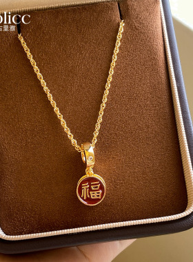 金色福牌吊坠项链高级感毛衣链