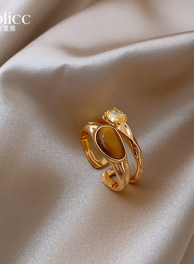 虎眼石双层戒指轻奢高级感