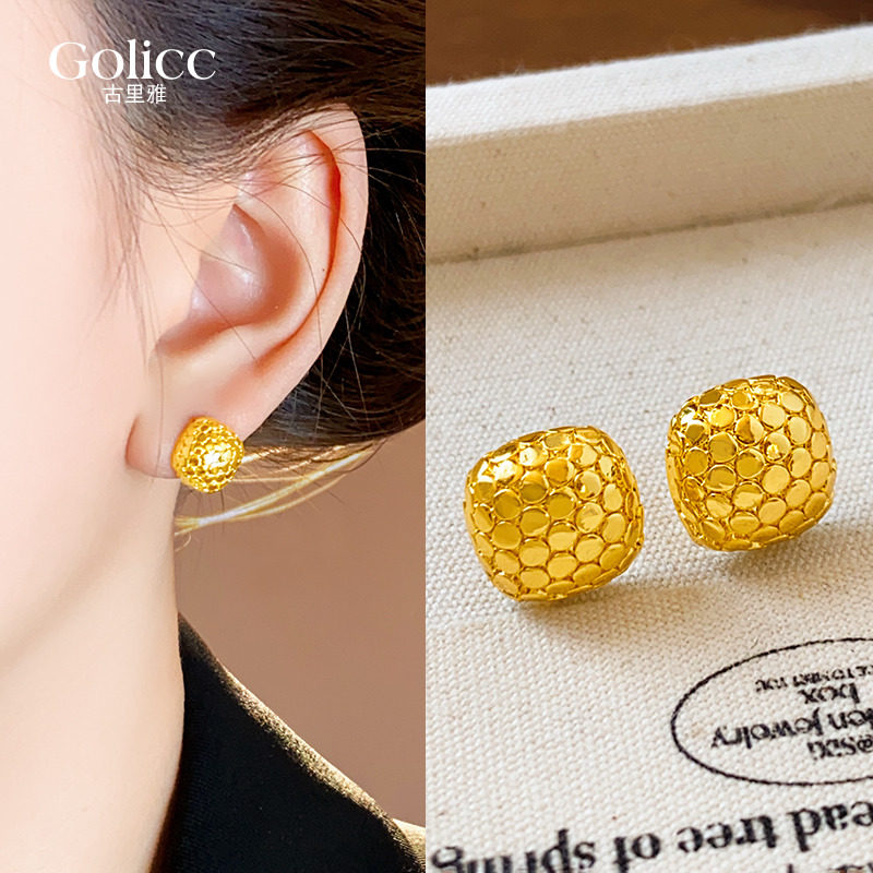 金色几何方形碎碎冰耳钉女2025年新款耳环轻奢高级感气质大气耳饰,饰品/流行首饰/时尚饰品新,耳环,淘宝优惠券,粉丝福利购,淘宝优惠卷