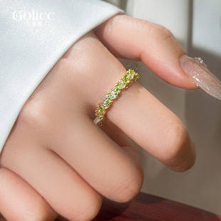 金色满钻戒指装饰尾戒女小指轻奢高级感小众设计巨好看的开口指环