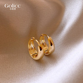 金色素圈耳扣女轻奢高级感小众气质耳饰2026新款 极简金属耳环 爆款