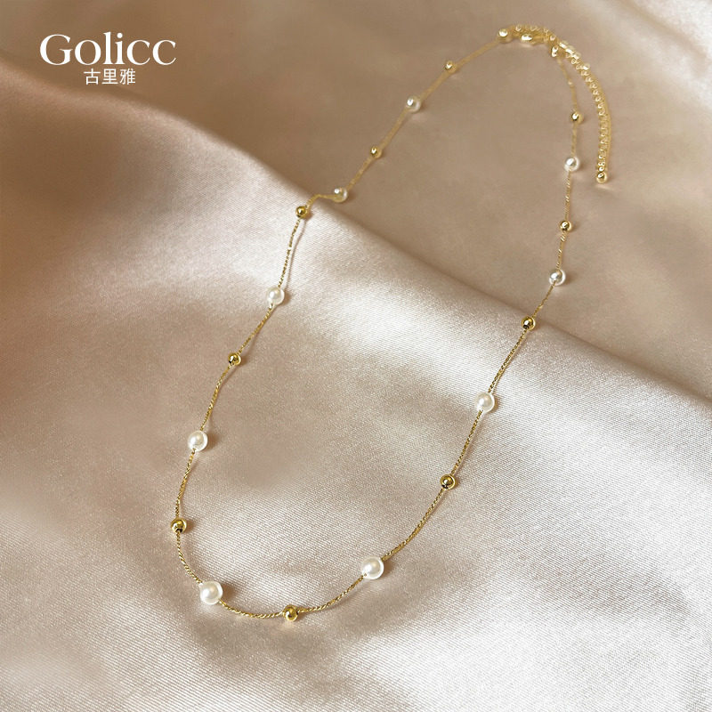 古里雅金色满天星珍珠项链脖子配饰女高级感轻奢小众颈链2026新款