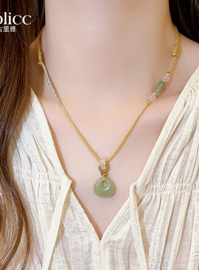 新中式玉石包包串珠吊坠编织项链