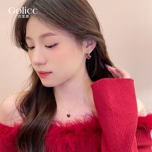 红色爱心耳环项链女款2026新款爆款高级感轻奢耳钉耳饰情人节礼物