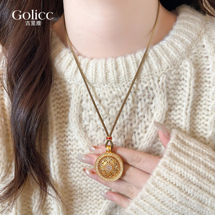 八宝罗盘吊坠长项链女大气高档高级感轻奢小众毛衣链配饰2026新款