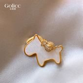 古里雅金色满钻福袋贝壳小马胸针女高端精致时尚 扣针2026新款 别针