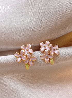 紫色花朵耳钉女巨好看独特漂亮耳环2026新款爆款高级感耳饰养耳洞