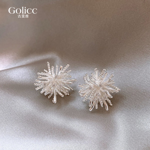 银色烟花耳钉女独特漂亮气质2026新款爆款耳环大气轻奢高级感耳饰