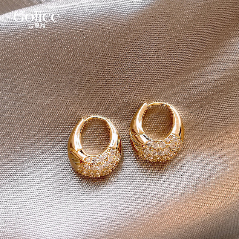 金色微镶U型耳扣耳环高级感耳饰