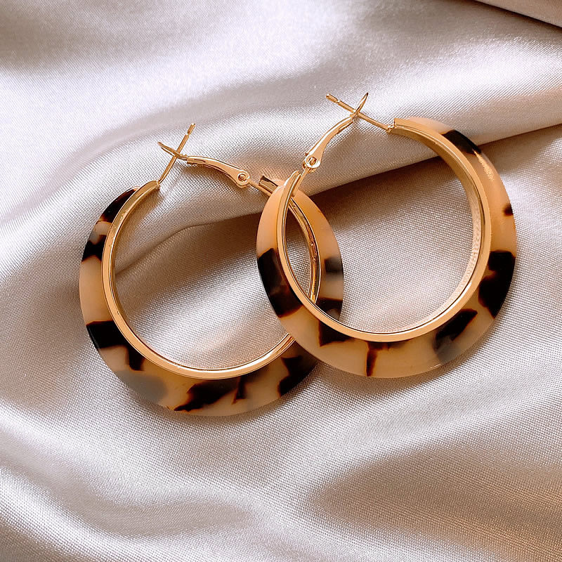 明星同款豹纹玳瑁耳圈耳环