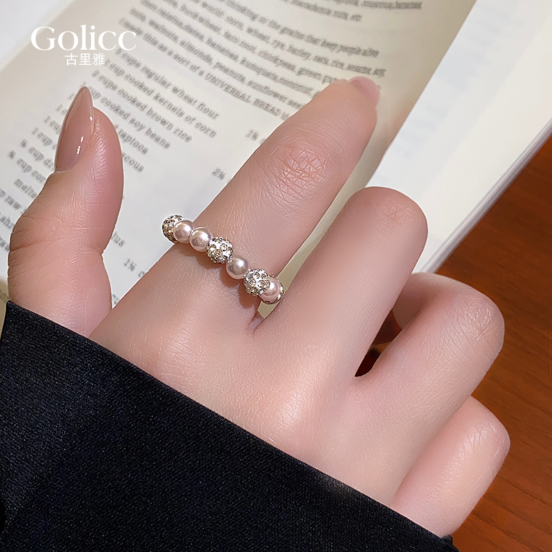珍珠锆石串珠戒指轻奢高级感指环